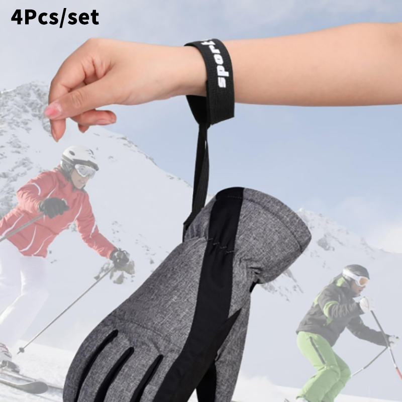 Outdoor Sport Gloves - 4Pcs Ski Glove Wrist Strap Glove
