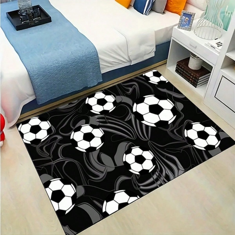 Outdoor Sport Area - Black Gray Swirl Soccer Print Floor