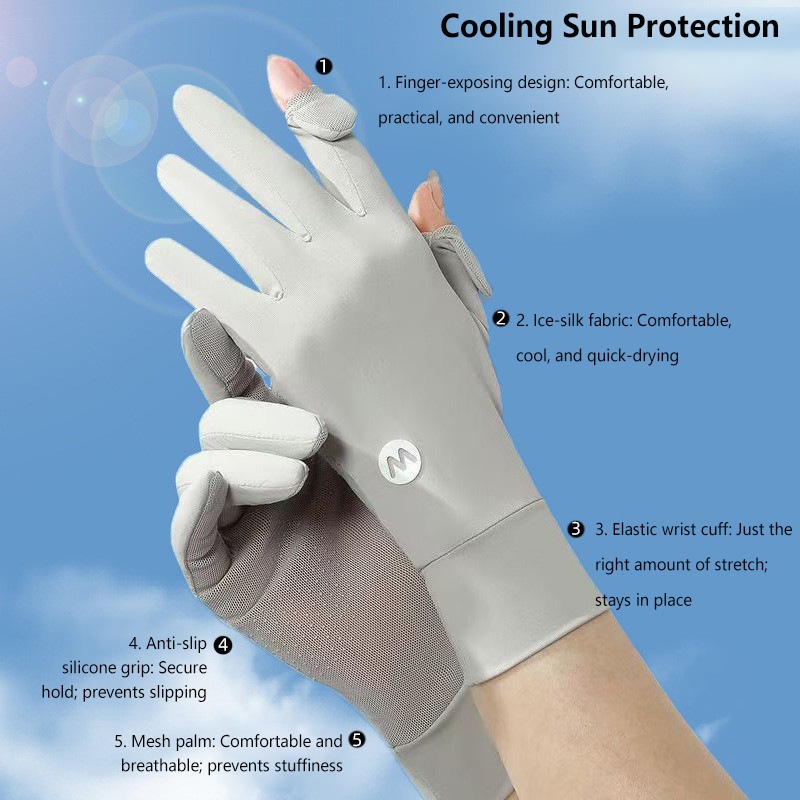 Sunscreen Ice Silk Breathable  - Outdoor Sport Gloves 评论和价格