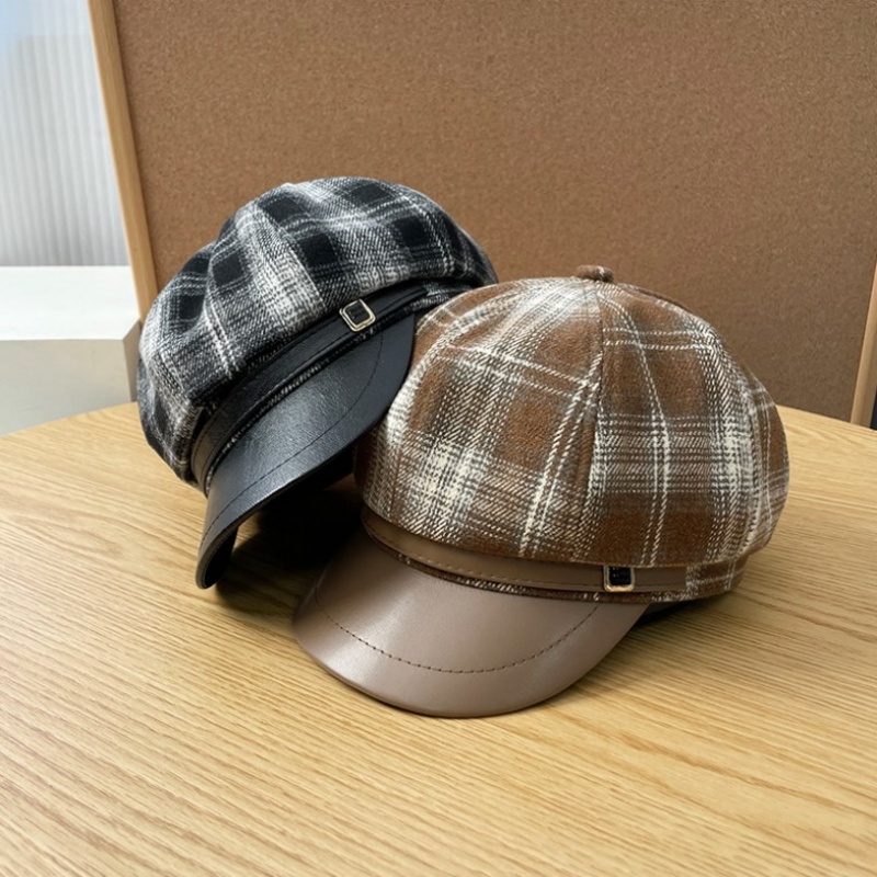 New PU Leather Patchwork Grid  - Outdoor Sport Hat 评论和价格