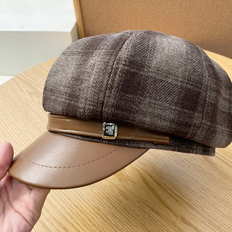 New PU Leather Patchwork Grid  - Outdoor Sport Hat 评论和价格