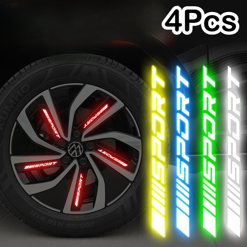 4Pcs Universal Reflective Rim  - Outdoor Sport Logo 评论和价格